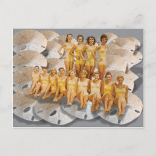 Retro-Vintage-Badeschönheiten auf Sanddollars Postkarte