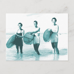 Retro Vintage Badeschönheiten Surfen Postkarte