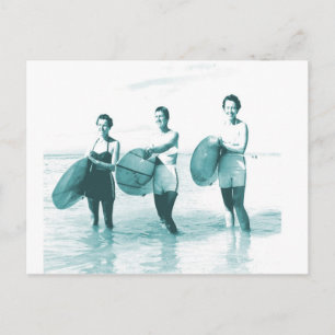 Retro Vintage Badeschönheiten Surfen Postkarte