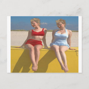 Retro Vintage Badewannen auf dem Dock sitzen Postkarte