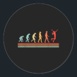 Retro Vintage Badminton Player Evolution  Runder Aufkleber<br><div class="desc">Retro Vintage Badminton Player Evolution</div>