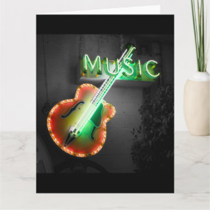 Retro Vintage Bass-Gitarren-Musik Neon-Schild in G Karte