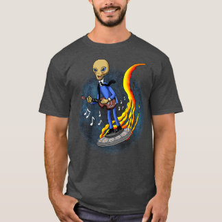 Retro Vintage Bassist 60er Musiker im Weltraum T-Shirt