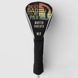 Retro Vintage 'Bester Vater nach Par' Monogramm Golf Headcover