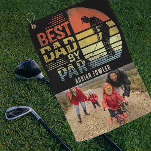 Retro Vintage Bester Vater von Par Foto Benutzerde Golfhandtuch