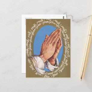 retro-vintage betende Hände Weihnachten Postkarte
