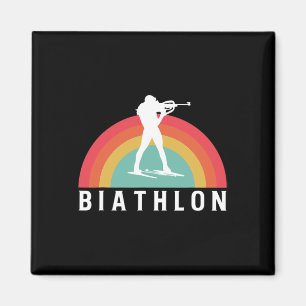 Retro Vintage Biathlon Skifahren Schießen Biathlet Magnet
