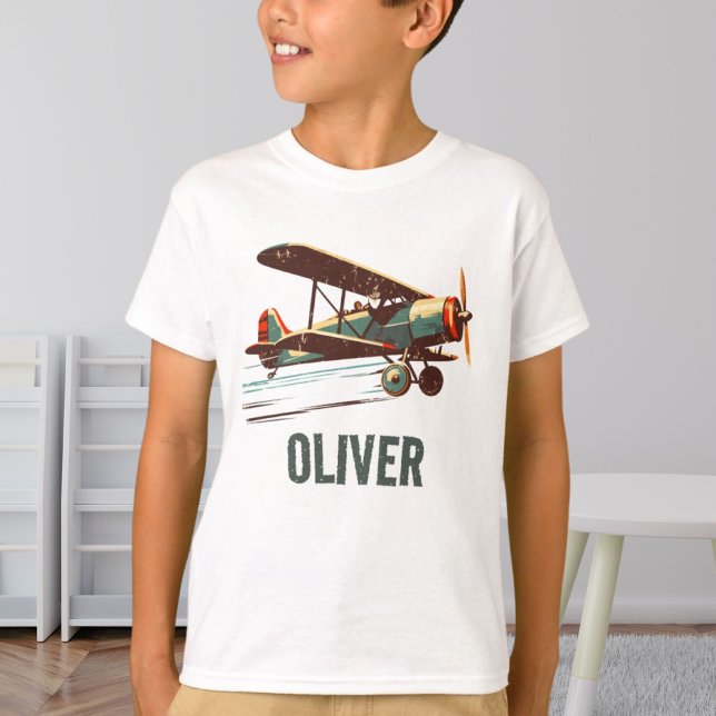 Retro-Vintage Biplane Personalisiert T-Shirt (Von Creator hochgeladen)