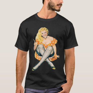Retro Vintage Blondine Pinup Mädchen mit Punkten & T-Shirt