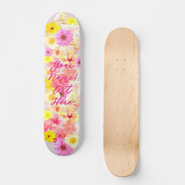 Retro Vintage Blumenstrauß Skateboard (Vorderseite)