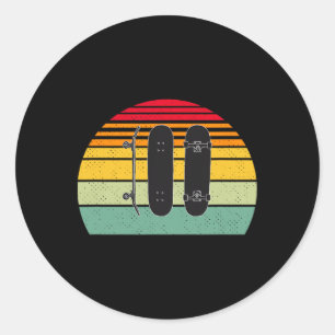 Retro Vintage Board- Fröhlich Skateboarding Woche Runder Aufkleber
