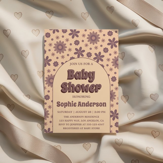 Retro Vintage Boho Daisy 70s Baby Shower  Einladung (Von Creator hochgeladen)