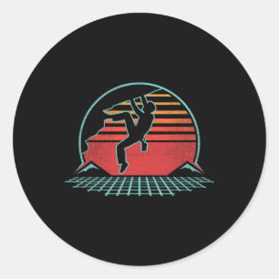 Retro-Vintage-Bouldering-Klettern im Stil der 80er Runder Aufkleber