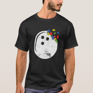 Retro-Vintage-Bowling-Herz-Autismus-Bewusstsein-Sp T-Shirt