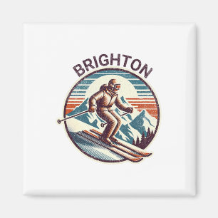 Retro Vintage Brighton Utah Skigebiet Winter Skifa Magnet