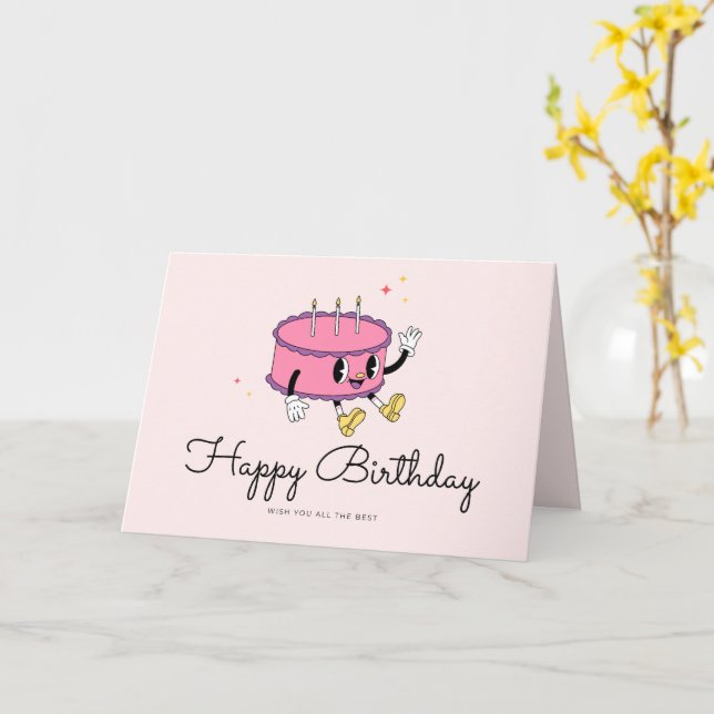 Retro Vintage Cake Birthday Card Karte (Gelbe Blume)