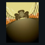 Retro Vintage Car | Art Deco Poster<br><div class="desc">Dieses Retro-Design besticht durch ein Vintage-Auto,  das auf einer Brücke im Art Deko Stil fährt. #car #transport #poster #Vintag #retro #artdeco #bridge #transport #cool #populäre #trendy</div>