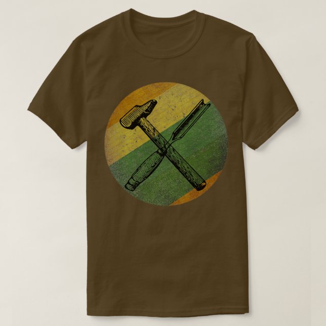 Retro-Vintage Carpenter Chisel-Werkzeug Holzbearbe T-Shirt (Design vorne)
