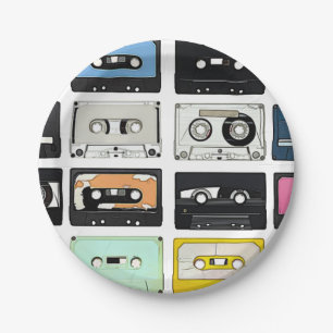 Retro Vintage Cassette Mix Tapes Kunstmuster Pappteller