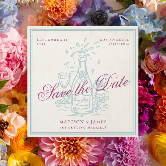 Retro Vintage Champagne Purple Wedding Save The Date (Von Creator hochgeladen)
