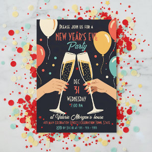 Retro Vintage Champagner Toast Silvesterparty Einladung