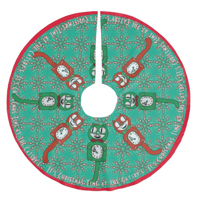 Retro-Vintage Chat-Uhr Personalisiert Polyester Weihnachtsbaumdecke (Vorderseite)