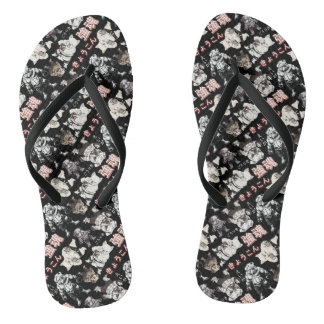 Retro Vintage Chibi Bulldog MMA Mixed Martial Arts Flip Flops