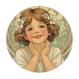 retro Vintage Child With Flowers Schneidebrett