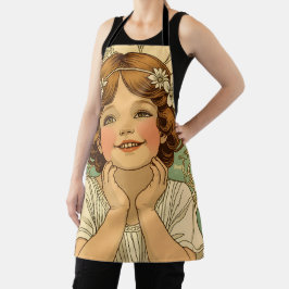 retro Vintage Child With Flowers Schürze