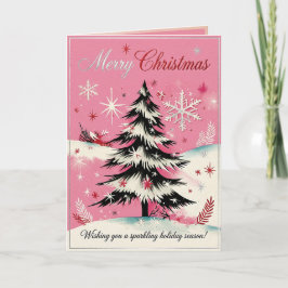 Retro Vintage Christmas: 1950's Pink Xmas Feiertagskarte