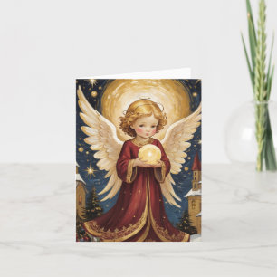 Retro Vintage Christmas Angel Persönliche Nachrich Feiertagskarte