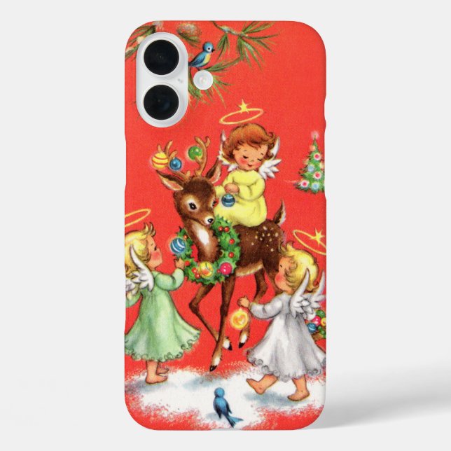Retro vintage Christmas Angels Case-Mate iPhone Hülle (Rückseite)