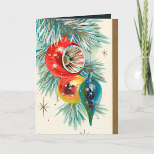 Retro Vintage Christmas bulb add text card Feiertagskarte