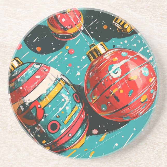 Retro Vintage Christmas Bulbs Getränkeuntersetzer (Vorne)