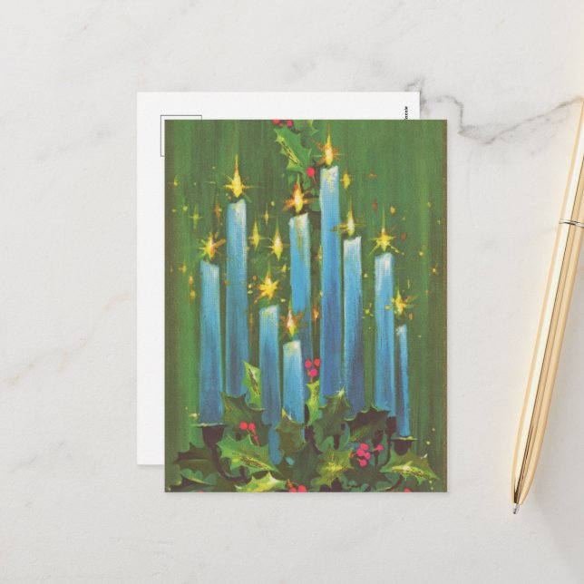 retro vintage Christmas candles Feiertagspostkarte (Vorderseite/Rückseite Beispiel)