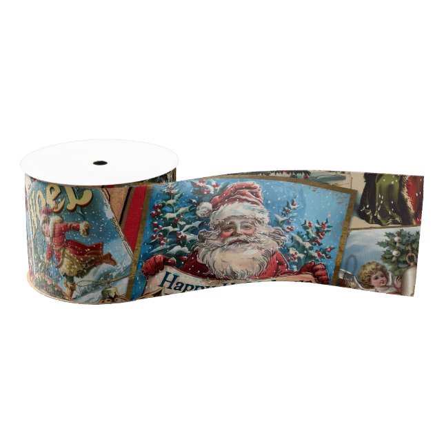 Retro Vintage Christmas: Holiday Cheer Collage Ripsband (Spule)