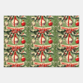 Retro Vintage Christmas: Mid Century Yuletide 3 Geschenkpapier Set