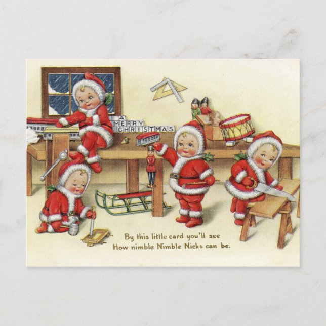 Retro Vintage Christmas NicksHoliday Postkarte (Vorderseite)