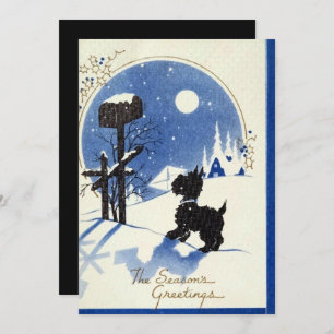 retro vintage Christmas scotty dog Feiertagskarte