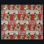 Retro Vintage Christmas: Snowman Family Geschenkpapier<br><div class="desc">Ein festliches Weihnachtsdesign mit einem sich wiederholenden Muster fröhlicher Schneemänner und Feriendekorationen auf einem rot-beige gestreiften Hintergrund.</div>