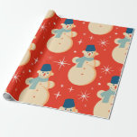 Retro Vintage Christmas Snowman Pattern Party Geschenkpapier<br><div class="desc">Retro Vintage Weihnachts Snowman Muster Party Wrapping Paper</div>