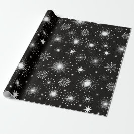 Retro Vintage Christmas Stars & Snowflakes Geschenkpapier