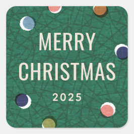 Retro Vintage Christmas Tree Colorful Dots Sticker