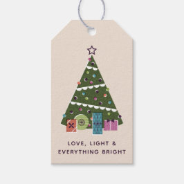 Retro Vintage Christmas Tree Presents Gift Tag Geschenkanhänger