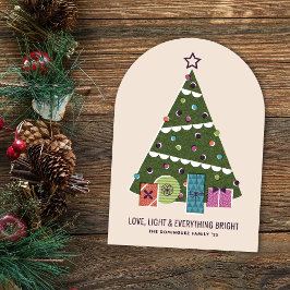 Retro Vintage Christmas Tree Presents Holiday Card Einladung