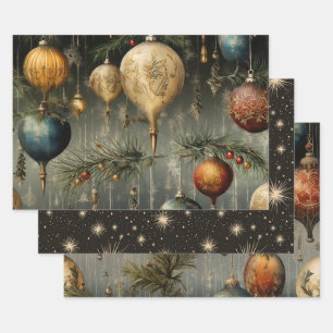 Retro Vintage Christmas Trio Style B Geschenkpapier Set