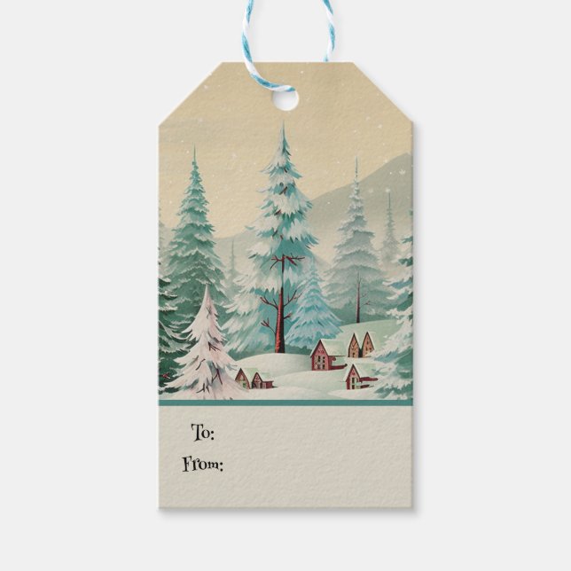 Retro Vintage Christmas Trio Style J Geschenkanhänger (Vorderseite)