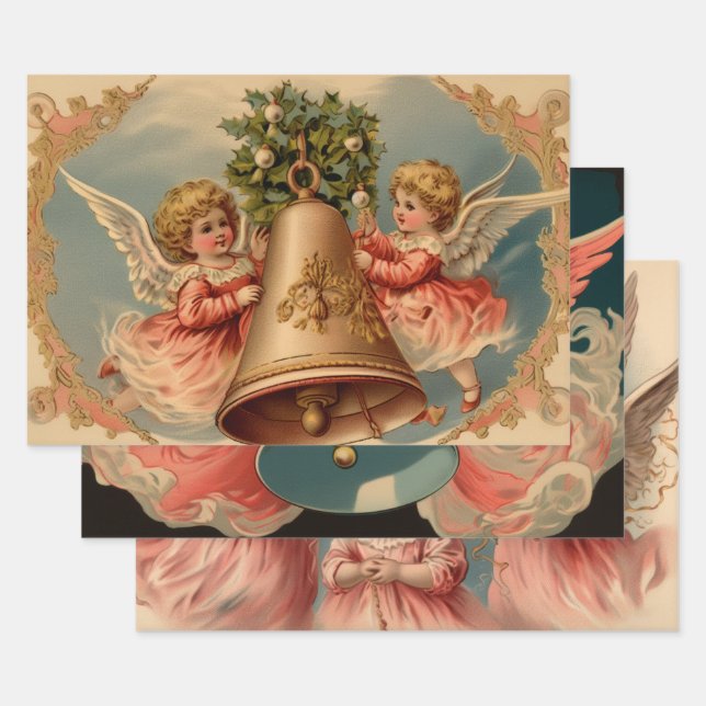 Retro Vintage Christmas Trio Style K Geschenkpapier Set (Set)