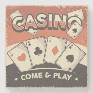 Retro Vintage Classic Grunge Poker Karten Steinuntersetzer