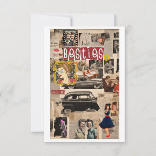Retro-Vintage-Collage Frohe Galentine's Day Karten